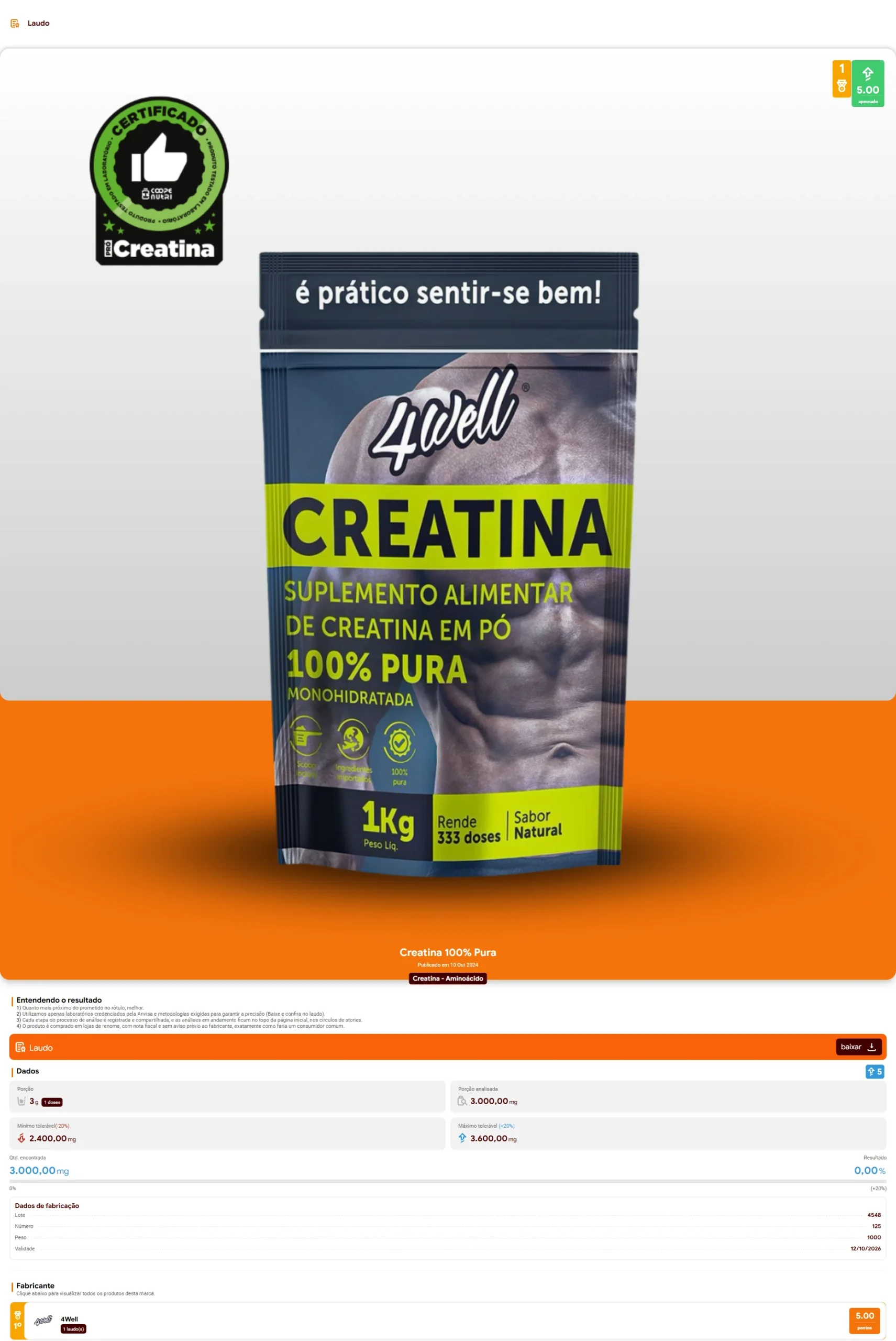 4Well - Creatina 100% Monohidratada (2024)