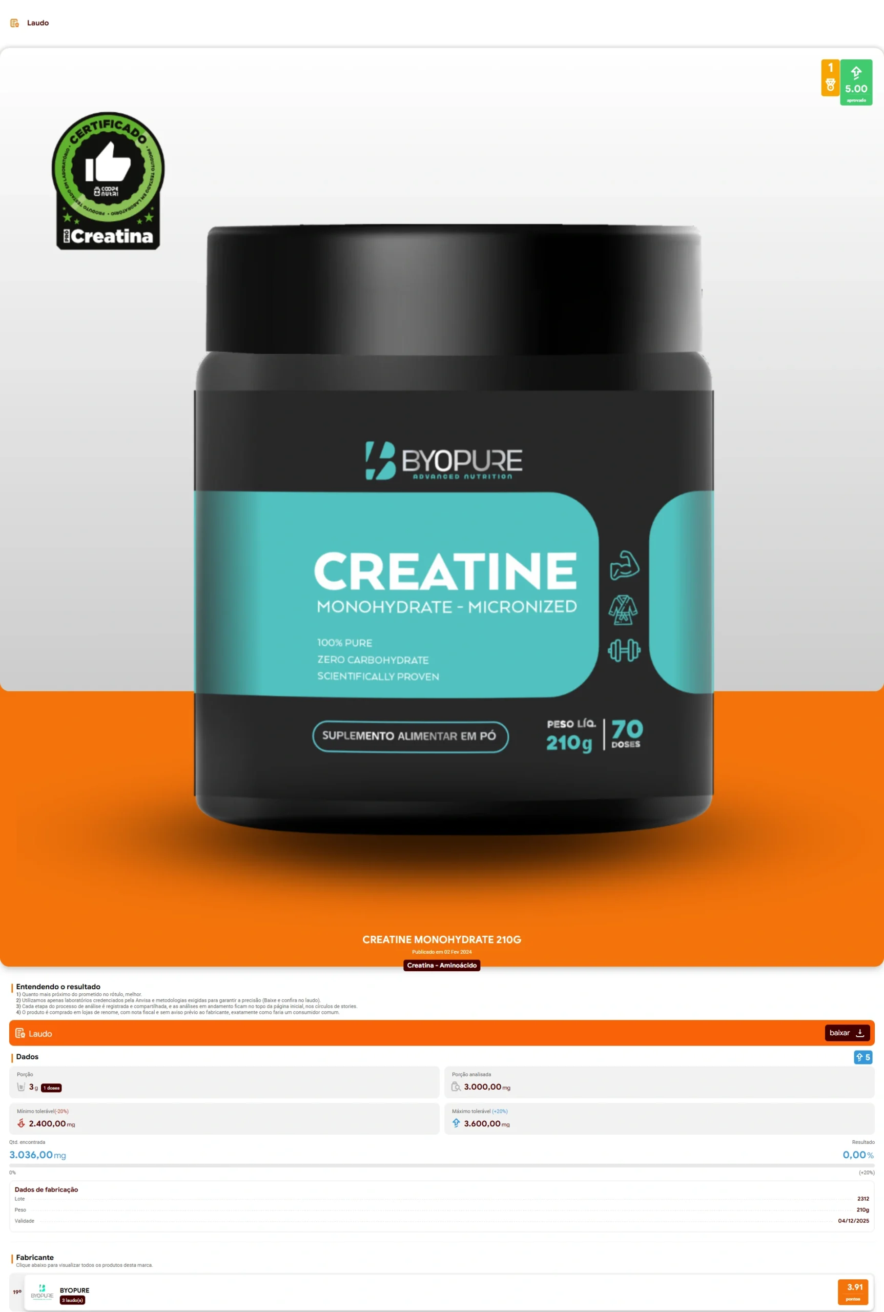 Byo Pure Advanced Nutrition - Creatina (2024)