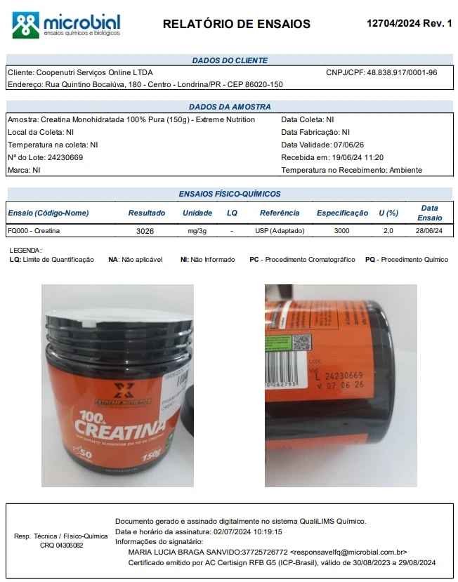 Extreme Nutrition - Creatina 100% (2024)