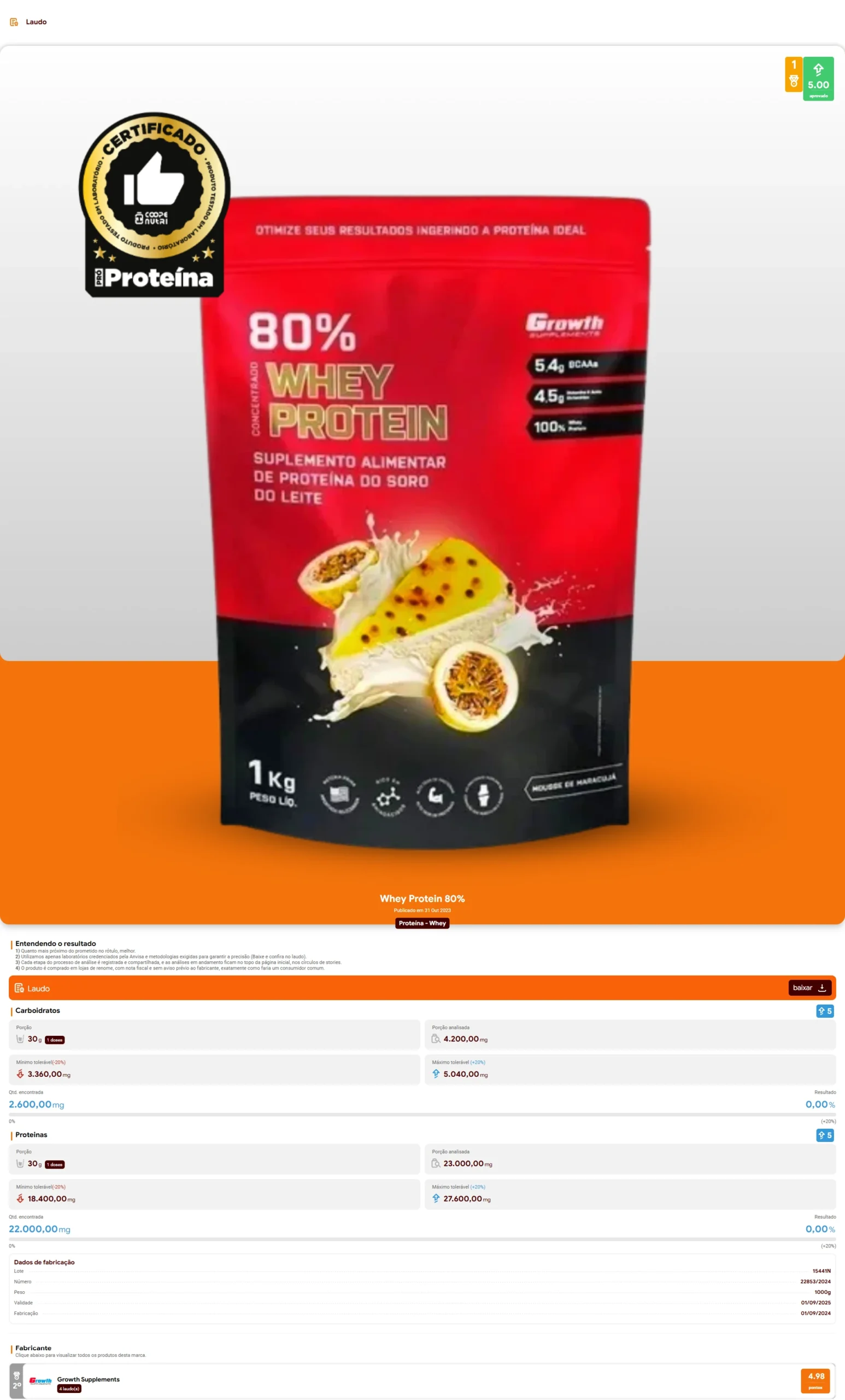 Growth Supplements - Whey Protein 80%  (2024)