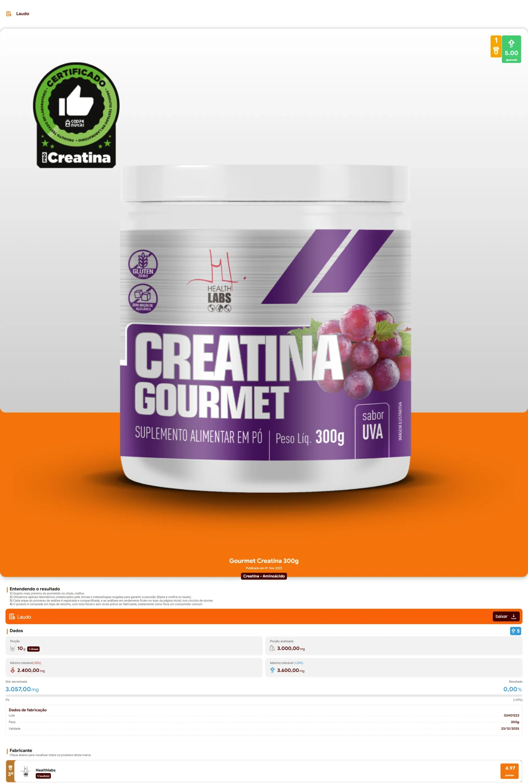 Health Labs - Creatina Gourmet (2024)