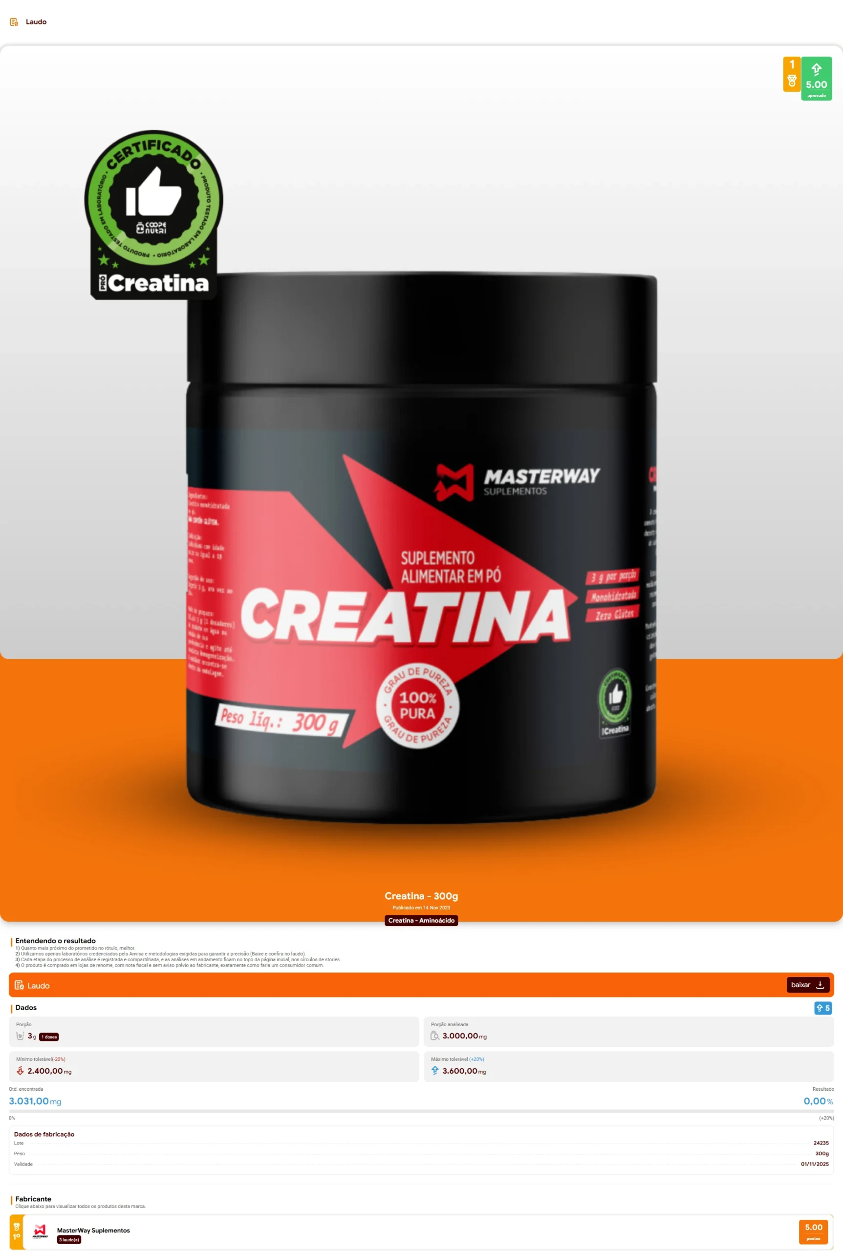MasterWay Suplementos - Creatina (2024)