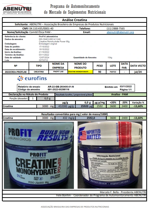 Profit Laboratórios - Creatina 100% (2024)