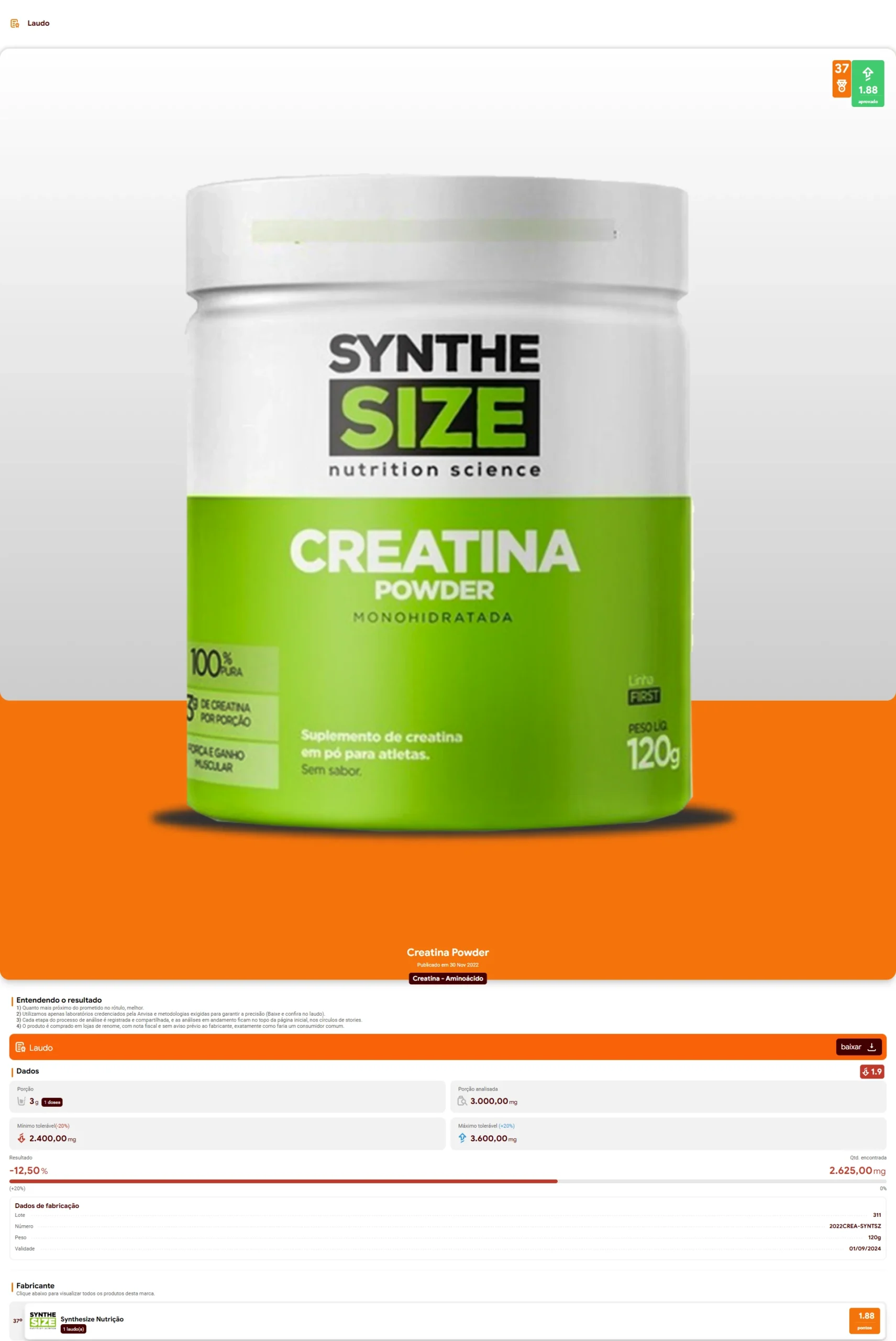 Synthe Size Nutrition - Creatina Powder (2024)